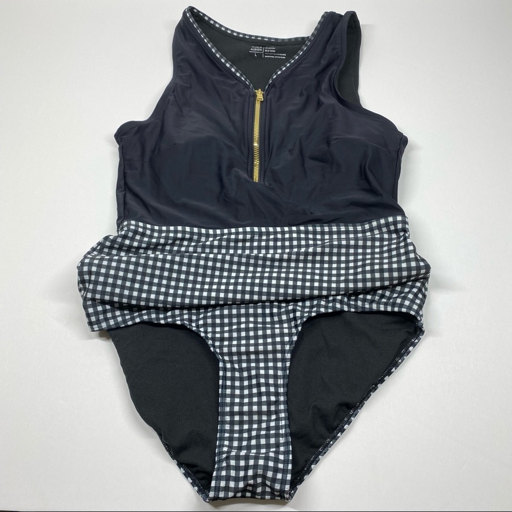 Albion The Bombshell black check one piece suit L